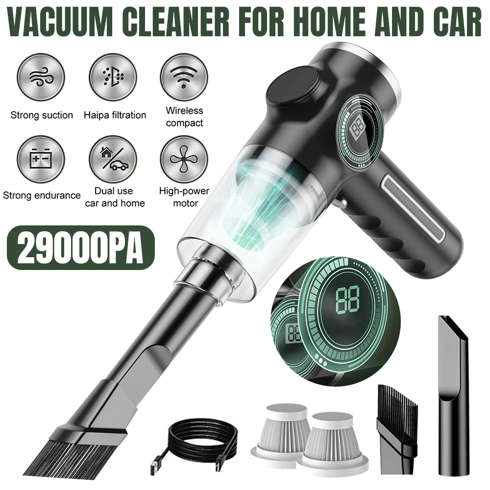 29000Pa High-Power Mini Wireless Vacuum Cleaner – Portable Handheld for Car & Home