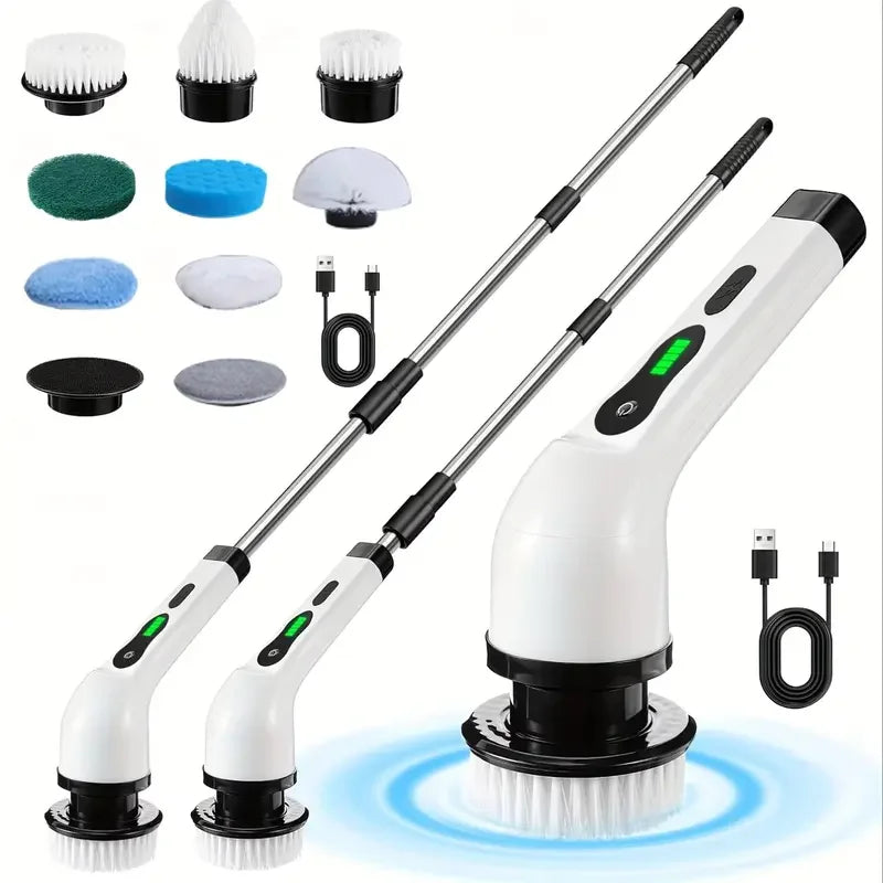 Cordless Electric Spin Scrubber – 9-in-1 Power Cleaning Tool with Telescopic Rod