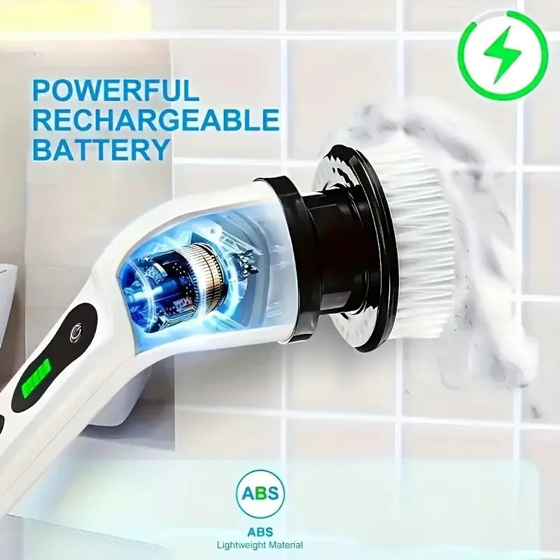 Cordless Electric Spin Scrubber – 9-in-1 Power Cleaning Tool with Telescopic Rod